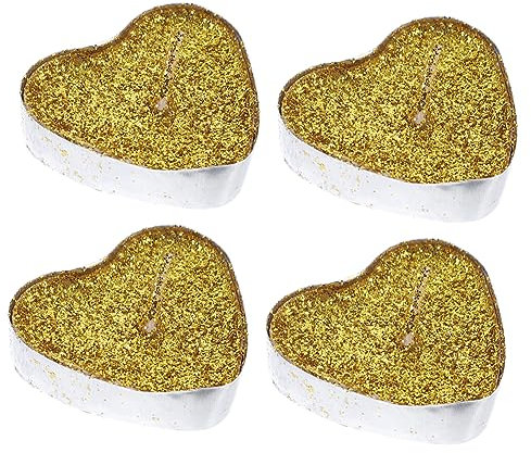 Cabilock Lot De 30 Bougies Chauffe-plat Décoratives En Forme De Cœur Sans Fumée En Poussière Dor Pour La Décoration Intérieure Et Les Événements Romantiques