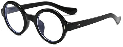 LJCZKA Retro runda blåljusglasögon herr dam, ovala blåljusfilter glasögon glasögon med genomskinliga antireflexglas för spelläsning dator, Svart transparent