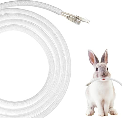16.4ft Cable Management Sleeve Dog and Cat Cord Protector 3/8inch White Flexible Wire Loom Tubing Cable Sleeve Protects Cables from Pets Chewing for USB, Audio, Power, and Video Cords