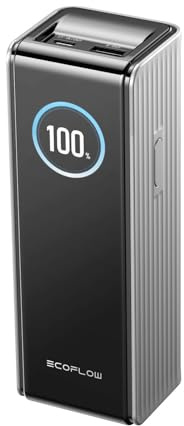 EcoFlow Powerbank 25000mAh 170W mit Zwei 140W USB-C Anschlüssen, Tragbares Ladegerät Laptop Power Bank für iPhone 17/16/15 Series, Samsung, iPad, Steamdeck, Switch, Silber