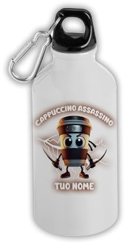 MOCHEIA SHOP borraccia termica cappuccino assassino personalizzabile con nome da 500 ml.