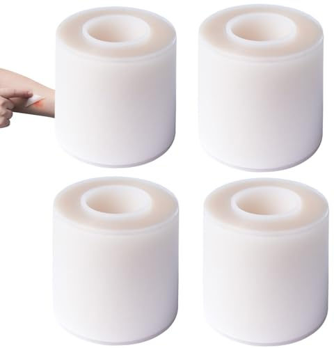 4 Rollos De Hidrocoloide, 5cmx1.5 m Rollo Cinta Hidrocoloide, Vendaje Adhesivo Hidrocoloides, Apósito Hidrocoloides Parches Heridas Para Granos Acnes Ampollas, Recortable, Impermeable, Transpirable