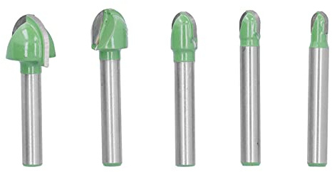 Hyuduo Lot de 5 Fraises à Bec Rond pour Boîte à Rainures, Outil de Coupe à 2 Cannelures en Acier Tungstène CNC pour le Travail du Bois, avec Conception Anti-jeu pour la Coupe de Perles