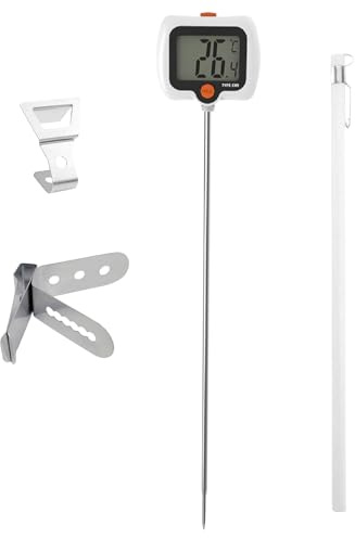 Thermomètre à bonbons, outil de mesure alimentaire avec sonde longue et crochet pour pot | thermomètre alimentaire avec écran rotatif - pour cuisine barbecue restaurant extérieur
