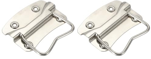 PATIKIL 3.9inch Spring Loaded Handle, 2 Pcs Folding Heavy Duty Toolbox Pull Chest Handles Surface Mount Folding Grip for Toolbox Chest Case Crates Storage Boxes, Silver Tone