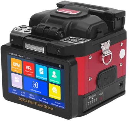 Luocute Kit Giuntatrice a Fusione per Fibra di Riscaldamento 8s Splicing 18s, 6 Allineamento del Nucleo del Motore Giuntatrice Automatica per Fibra Ottica con Touch Screen 5 (Spina UE AC100-240V)