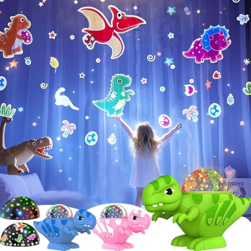 Sternenhimmel Projektor Dino Nachtlicht Kinder, Einschlafhilfe Kinderlampe Sternenprojektor 360° Drehbar, Lichtprojektor Nachttischlampe Sternenlicht Baby Kinderzimmer Deko Geschenke (Grün)