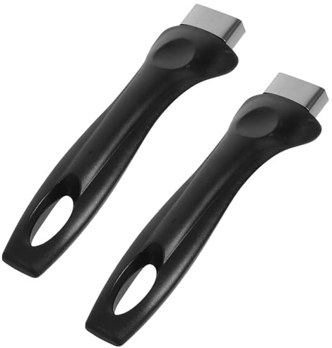 DOITOOL Manico di Ricambio in Plastica Nera per Pentole e Padelle Manico Antiscottatura Staccabile Isolamento Termico Impugnatura Ergonomica per Cucina Domestica Set da 2 Pezzi