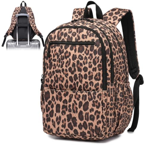 SPAHER Bagage Cabine 40x20x25 Ryanair Sac à Dos Voyage Cabine Avion Bagage à Main Sac a Dos Loisir College Backpack Petit Sacs à Dos Ecole Randonnee Femme Homme Léopard Brun