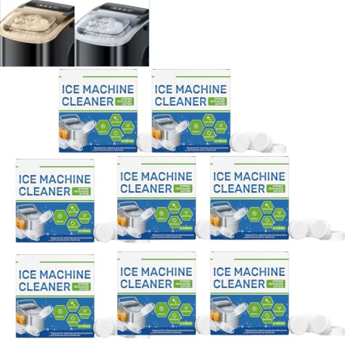 Tablettes nettoyage machine glaçons, agent détartrage machine glaçons, désodorisant machines glaçonss, puissant élimine efficacement dépôts calcaire minéraux, convient toutes machines à glaçons (8PCS)