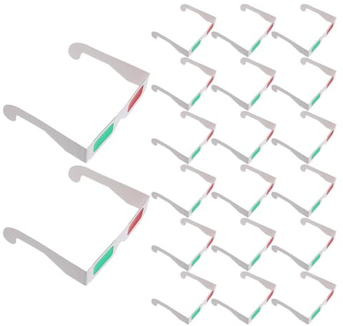 GALPADA 50 Pezzi Occhiali 3d Pieghevoli in Cartone Rosso Verde per Immagini 3d | Struttura senza Lenti, Taglio di Precisione, Design Sicuro, Uso a Casa e Eventi Collettivi