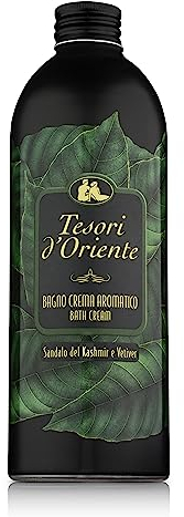 Tesori d'Oriente - Bade-Creme Sandelholz aus Kaschmir und Vetiver, Schaumbad mit Noten von Ingwer und Bergamotte, reinigt sanft die Haut, belebend und erfrischend, 500 ml