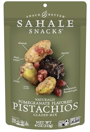 Sahale Snacks Pomegranate Flavored Pistachios Glazed Mix, 4 Ounces (Pack of 6)
