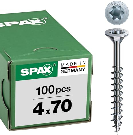 SPAX Schrauben mit T-Star plus Senkkopf, Teilgewinde, Blank Verzinkt, 4,0 x 70 mm, 100 Stück