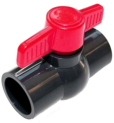 Rubinetto a sfera con valvola a sfera in PVC U con 2 manicotti adesivi per tubi da 40 mm.