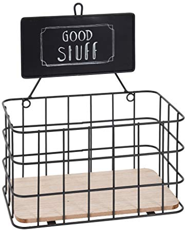 Spetebo Metall Aufbewahrungskorb schwarz - Deko Wand Korb Hänge Regal Drahtkorb Küche