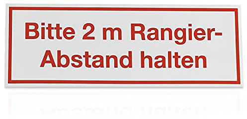 Betriebsausstattung24 Hinweisschild „Bitte 2m Rangier-Abstand halten“ - Magnetfolie Größe (BxH): 29,7 x 10,5 cm - Bitte 2m Rangier-Abstand halten - Autoschild - Hinweisschild Kraftfahrzeuge - KFZ