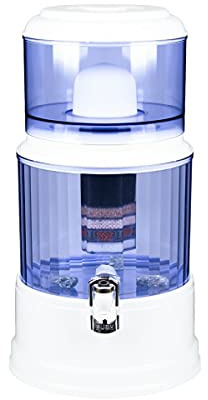Système de Filtre à Eau AcalaQuell® Basic | Blanc | avec réservoir | Bleu. Réservoir en Plastique sans BPA & BPB d'une capacité de 8 litres. Meilleure Technologie de Filtration Naturelle par gravité