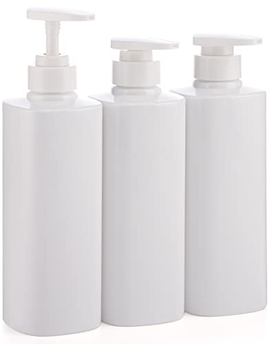 3 Stück Seifenspenderflaschen, Segbeauty 500 ml Shampoo-Flaschen mit Etiketten, 16,9 oz nachfüllbare Handseifen-Pumpflaschen-Set für die Dusche im Hotelbad, weiß
