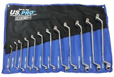US PRO Tools 12 Piece Double Offset Ring Spanner Set 6-32mm 75DEG 3526
