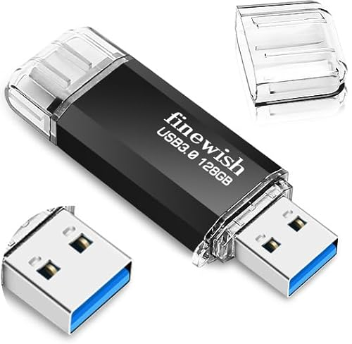 Tipo C Memoria USB 128GB, Pendrive USB C 2 en 1 USB 3.0 128GB con hasta 40 MB/s de Velocidad de Lectura, OTG Memory Stick para Android//Pc/MacBook, Tabletas, Almacenamiento de Datos Externo (Negro)