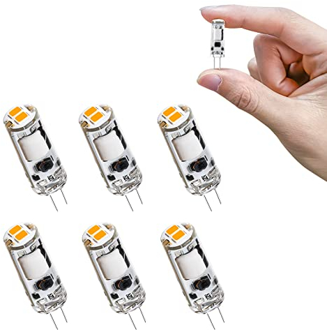 G4 lampadine LED 0,6W bianco caldo 3000K 12V lampadine LED sostituzione 10w lampadina alogena per la luce superiore del mobile, cappa di scarico della cucina, luce del frigorifero (confezione da 6)
