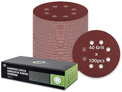 100 Stück Schleifpapier 125mm Klett, 40 Körnung 8 Loch Rund Schleifscheiben für Exzenterschleifer