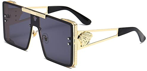 HPIRME Sonnenbrille Brillengestell Brille Brillen Zubehör Damen Quadratisch Outdoor Metall Herren Brille, 2.Gold schwarz, Einheitsgröße