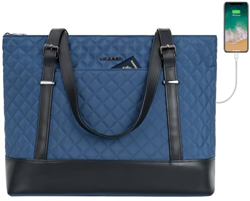 KROSER Laptop-Tragetasche, 39,6 cm (15,6 Zoll), mit USB-Anschluss, große Arbeitstasche, Computer-Schultertasche für Damen, Laptop-Tragetasche, stilvolle Handtasche, Geschenk für Büro, Geschäftsreisen