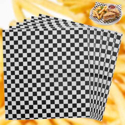 Lot de 100 feuilles de papier sulfurisé 30 x 30 cm pour hamburgers, sandwichs, frites, barbecue, noir