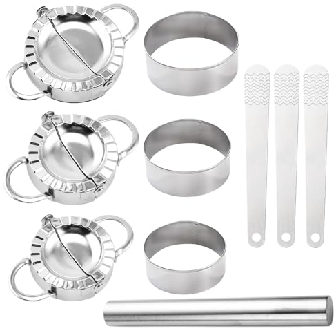 Pamtns Machine a Ravioli 10 Pièces Acier Inoxydable Ravioli Maker Boulette Maker Ravioli Cutter Ravioli Dumpling Maker Appareil a Ravioli Dumpling Moule Ravioli Cutter Ustensiles Cuisine 3 Tailles