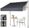 HOMEDEMO Store Balcon Rétractable, Résistant aux UV, Auvent Manuel Rétractable, Store Banne Hauteur et Inclinaison Réglable, Store pour Jardin, Patio Gris Foncé, 250x120-150cm