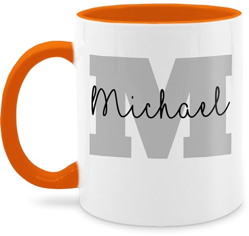 Tasse Tassen 325ml - Anfangsbuchstabe - Anfangsbuchstaben Name I Persönliches Geschenk Personalisiert mit Namen bedrucken I Initialen I Custom Buchstabe I Wunschname - 325 ml - Orange - tee