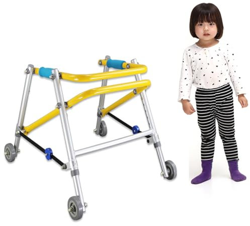 Joyfitness Klappbarer Gehhilfe für Kinder mit Rädern Leichter Rollator mit 4 Rädern, höhenverstellbarer Gehhilfe aus Aluminiumlegierung,Gehhilfe FüR Behinderte Kinder mit 4 Rädern