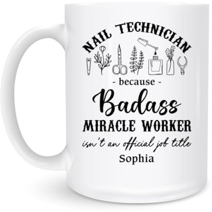 Ceramics Coffee Cup Nail Tech Appreciation White Mug with Handle Modern Coffee Mug Personalized Jumbo Mug for Beer Coffee 330Ml