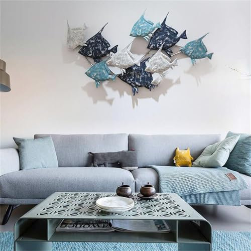 Wanddekoration aus Metall, Fisch, 3D-Fisch, großer Fischschwarm, Wandkunst, Dekoration, Heimdekoration, Fisch-Wandskulptur aus Metall für Wohnzimmer und Schlafzimmer