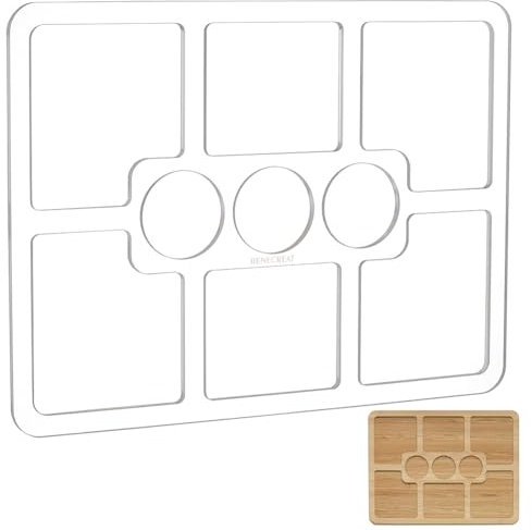 BENECREAT 9 modelli di Fresatrice per Vassoio Portaoggetti In Acrilico Tascabile, Jig per Fresatrice Rettangolare Da 295x390mm, Modello di Intarsio Trasparente per Router per Utensili Artigianali