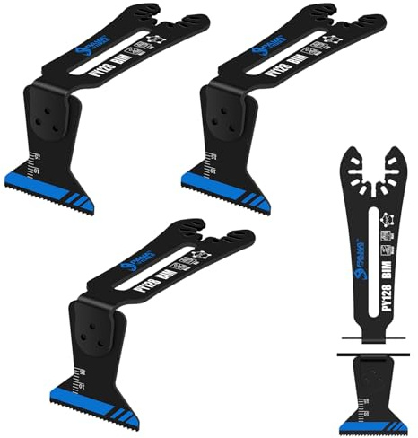 PAYA kobalthaltige Bimetall Multitool Sägeblätter, 90° gebogenem Kopf, 3pc | universelles Multitool-Zubehör für enge Spalten und Ecken – schneidet Holz, Kunststoff, Weichmetall sowie Gips,PY128