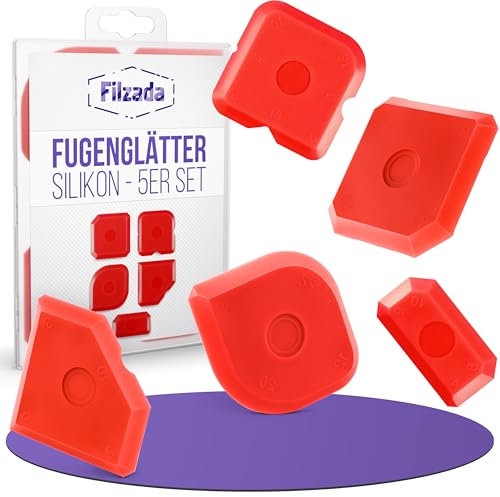 Filzada® Silikon Abzieher Fugen - 5er Set - Fugenglätter Silikon - Profi Silikon Fugenglätter - Silikonfugen Abzieher - Fugenspachtel - Silikonspachtel - Silikonabzieher/Fugenabzieher 5 pcs
