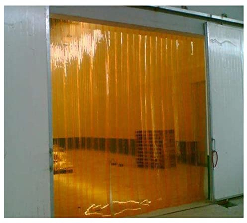 Cortina de PVC para puerta, impermeable, fácil de instalar, para tienda, garaje, patio, color amarillo, 1,7 mm de grosor, 75 x 250 cm, duradera y flexible, cortina de puerta para exteriores