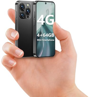 BLKE Max Mini Smartphone 4G, téléphone Mini débloqué 4+64 Go avec écran HD de 3,88 Pouces, Batterie de 2000 mAh, Appareil Photo de 5 MP, Double SIM, Corps Ultra-Fin pour téléphone Enfant Noir