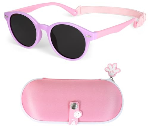 Beipegin Gafas Sol Niño Niña Polarizadas UV400 Protección Rayos Gafas de Sol Infantiles Flexible Gafas de sol con Correa Funda de Gafas - De 3años a 10años