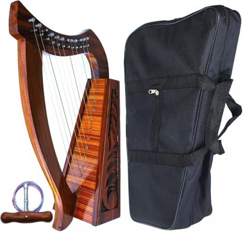 24 Diagonal 12 Strings ROSEWOOD HARP Irish Celtic Style with Bag and Tuning Key