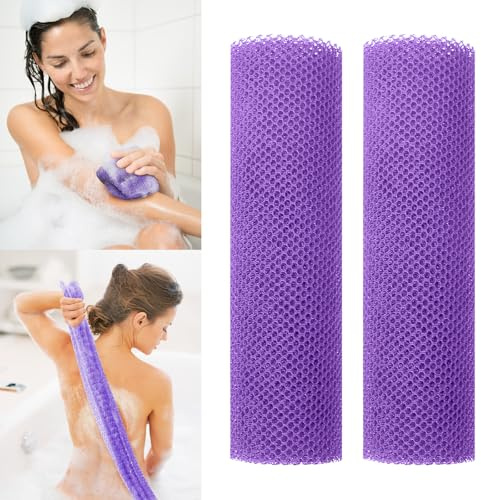 Éponge de bain africaine exfoliante, éponge filet africaine (violet, 30 x 80 cm)