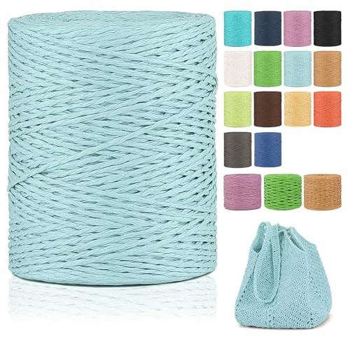 Raffia Garn Zum Häkeln,2mm X 300m Natur Bast,papierdraht zum basteln,weich Geflochtenes Papiergarn Bast Band Natur geschenkband,papiergarn zum häkelgarn für körbe,Häkeltasche,Hüte