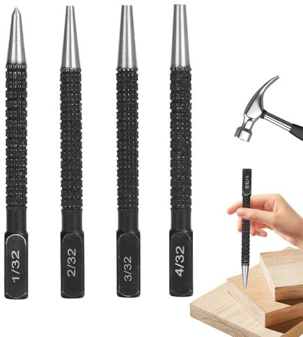 4PCS Nail Punch And Centre Punch Set, Positioning Punchs Tool For Wood And Metal, Precision Hole Punch Kit For DIY Use