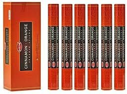 HEM - Varillas de incienso de canela y naranja, 6 paquetes (120 varillas en total), fragancia cálida y picante cítrica, mezcla natural de Masala con soporte de madera JRose, meditación, yoga