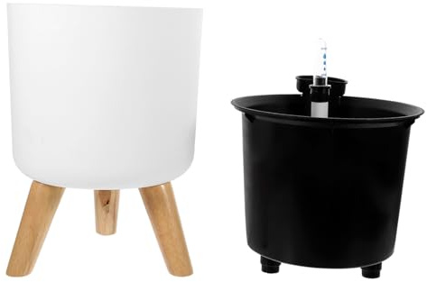 Milisten Maceta con Patas Moderna para Plantas de Interior Recipiente para Flores con Indicador Agua para Jardín o Suelo