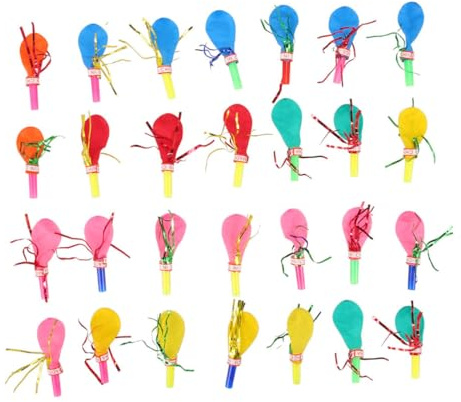 Supvox 100 Stück Whistles für Party Geräuschmacher mit Luftballons Bunte Tröten für Geburtstagsfeiern Elegante Goldene Pfeifen für Partys und Feste