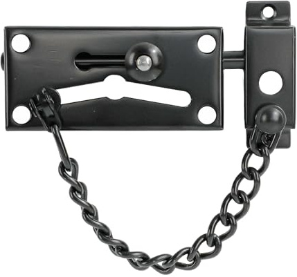 Mooche Chaîne de Porte de Sécurité, Chaîne de 19.3 cm, en Acier Inoxydable, Serrure à Chaîne de Porte avec Vis, Chaîne de Protection de Serrure de Porte, verrou porte interieure Robuste, Noir